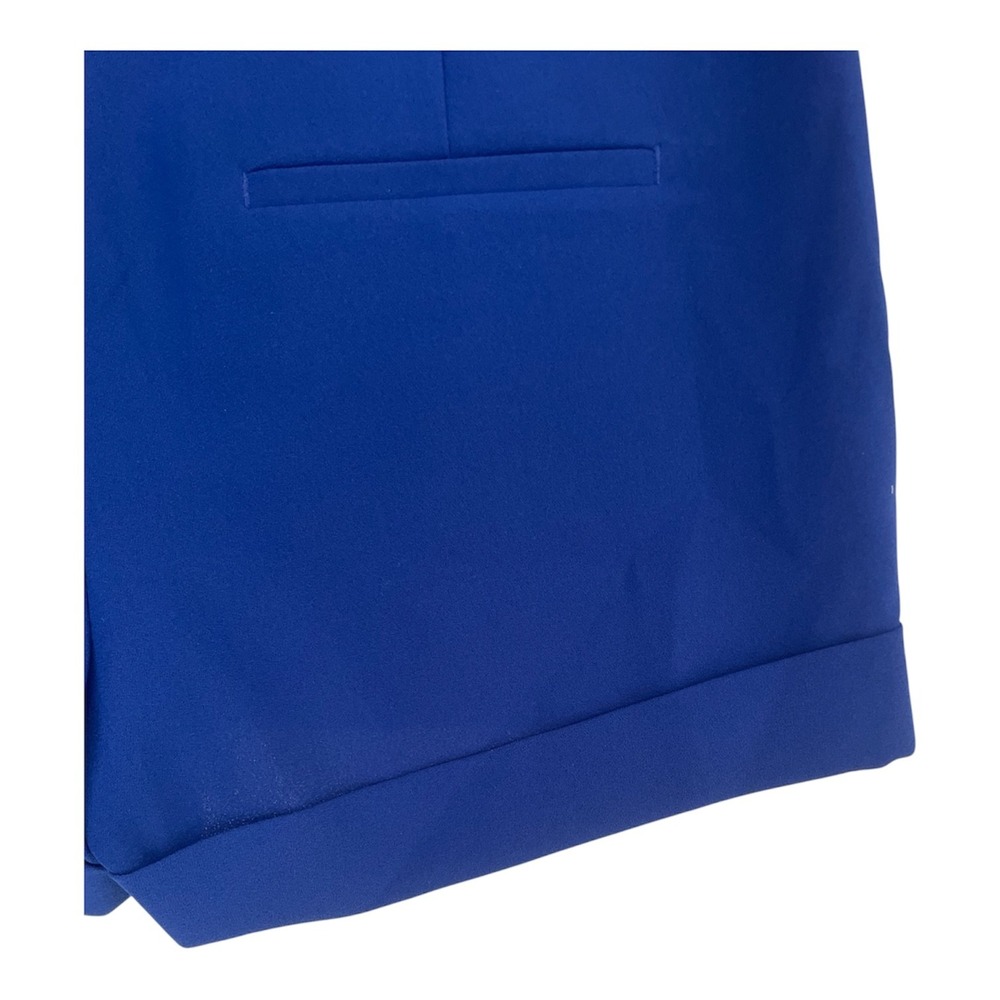 Express Royal Blue Pleated Cuffed Dress Shorts Women Size 2 Side Zip Pocketed - Picture 6 of 7